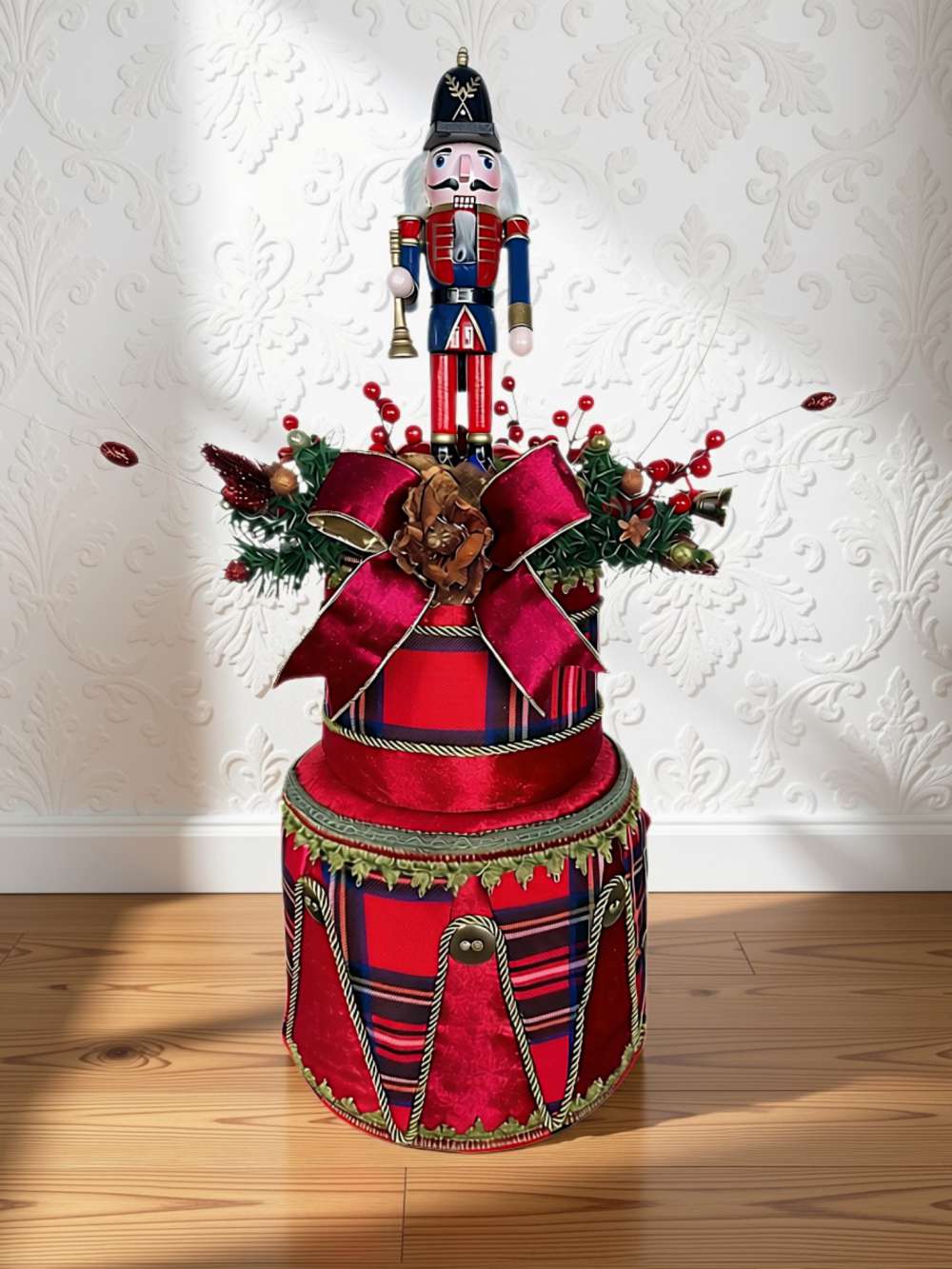 Yılbaşı Ağaç Dekor Süsü  - Yılbaşı Dekoratif Fındıkkıran Trampetli Noel Süsü 75-40 Cm