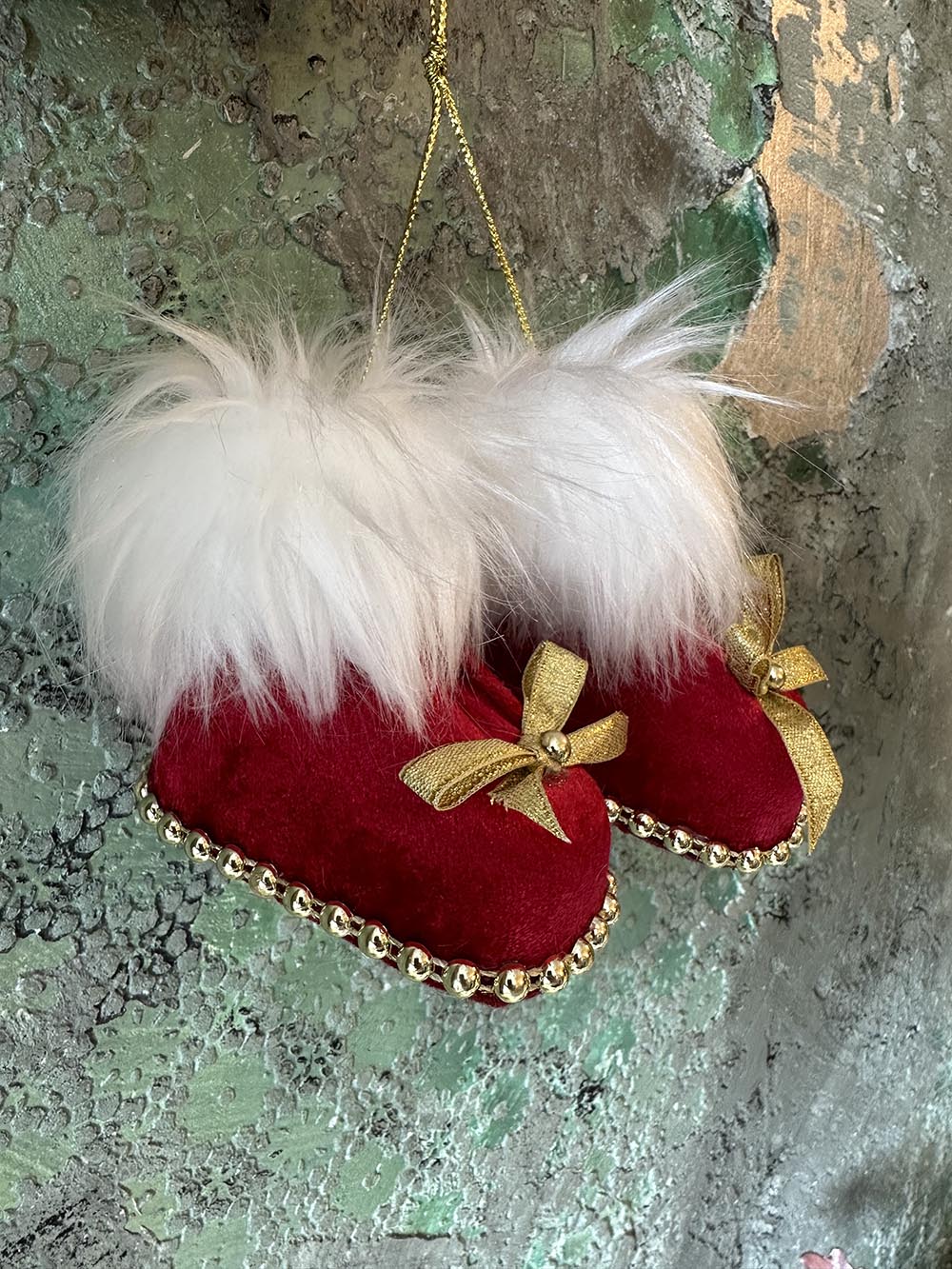 Yılbaşı Çam Ağacı Süsü Kırmızı Patik