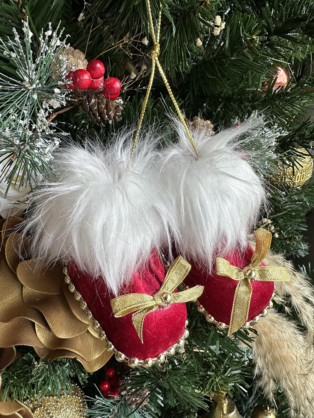 Yılbaşı Çam Ağacı Süsü Kırmızı Patik