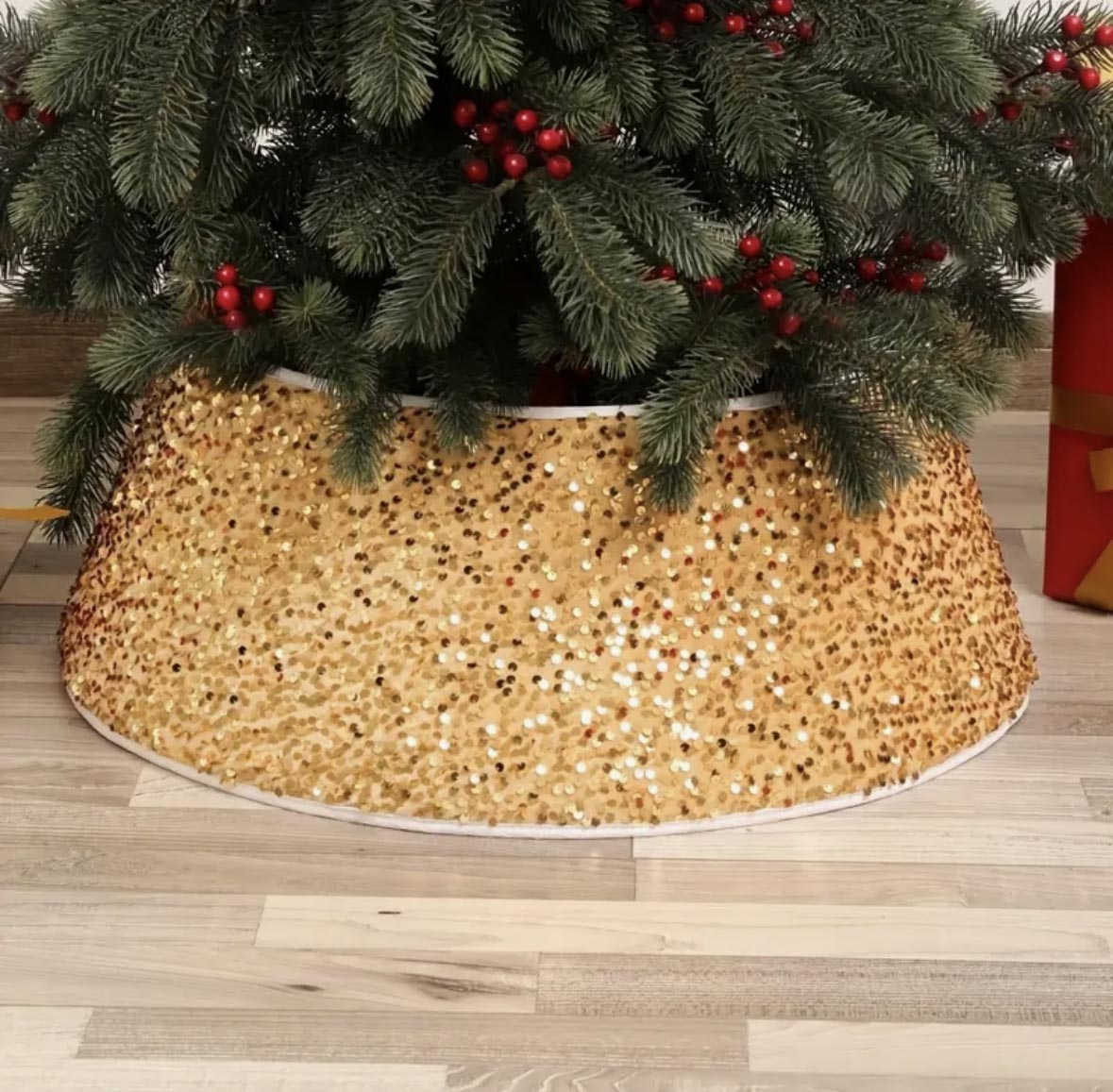 Gold Paletli - Yılbaşı Çam Ağaç Eteği ,Yılbaşı Dekor