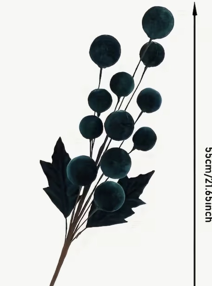 Yeşil Kadife Dal  - Yılbaşı Çam Ağacı Süsü,Dekor Süsleme Dalı