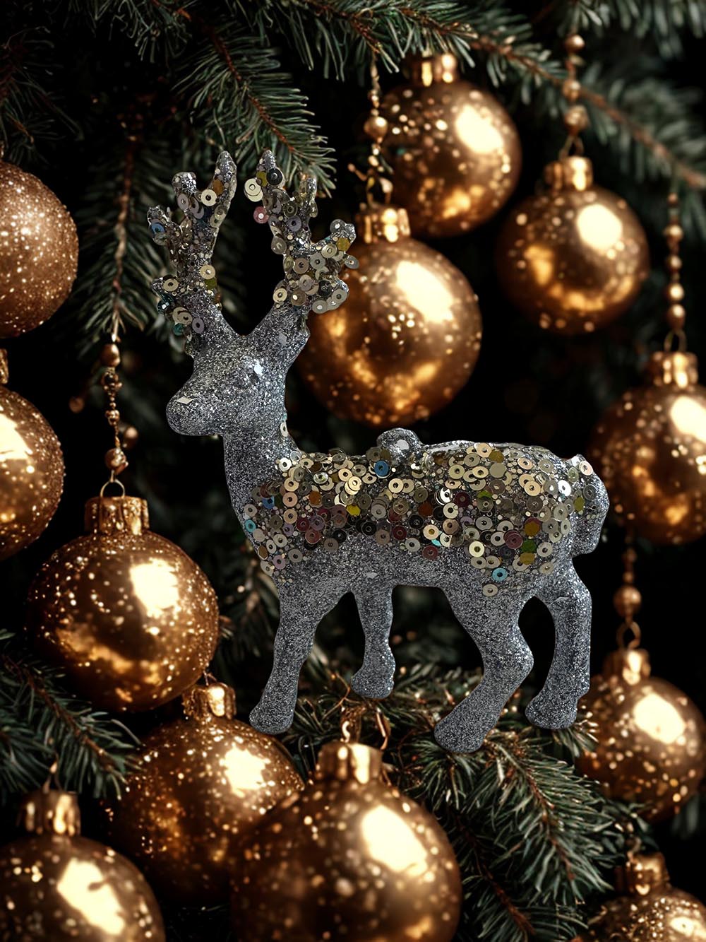Pırıltılı Geyik Yılbaşı Çam Ağacı Süsü,Yılbaşı Dekoru